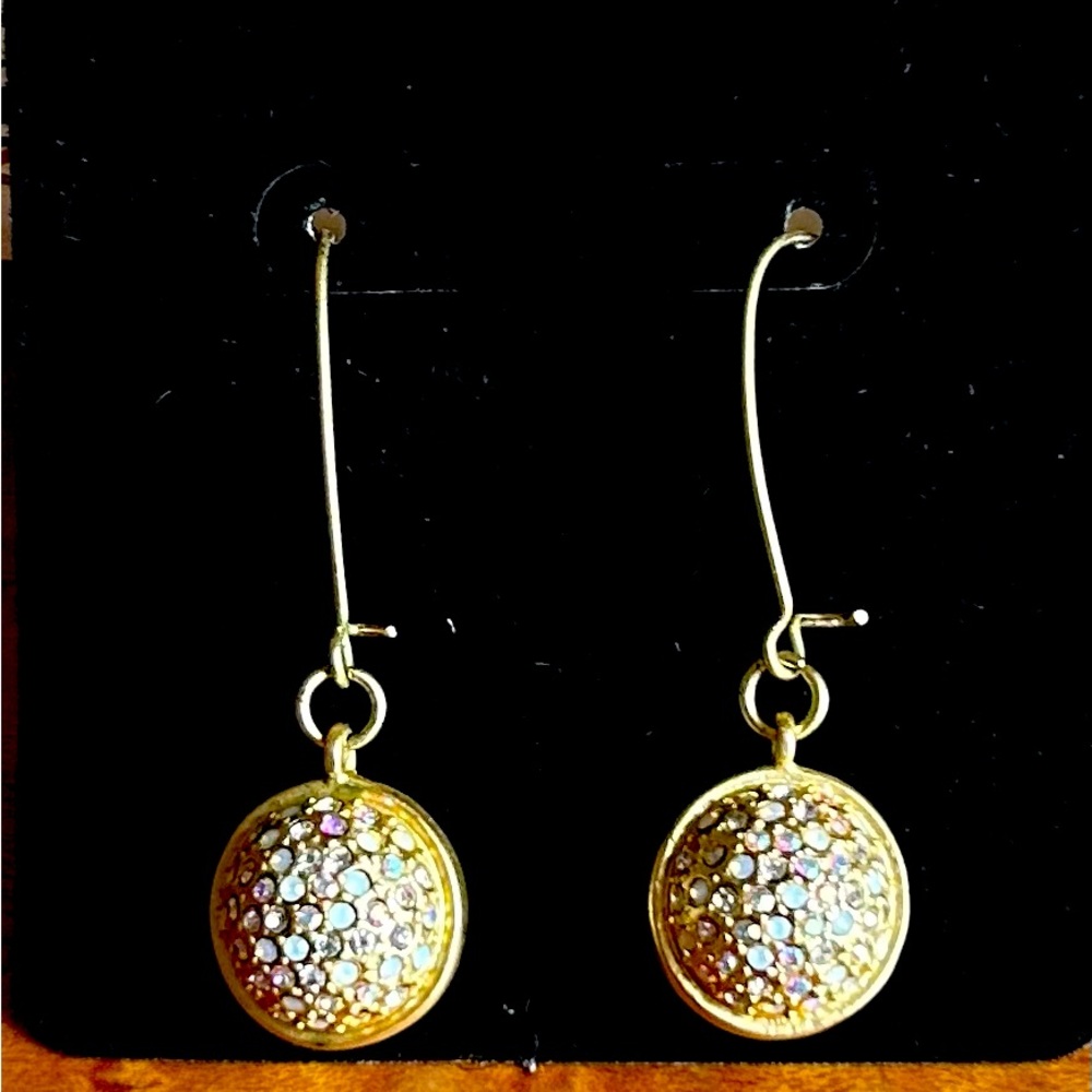 Spartina 449 Gold Dangle Earrings with Crystal Accents